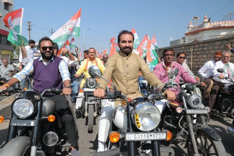Congress party bike rally, public dialogue program, padayatra held in Junagadh