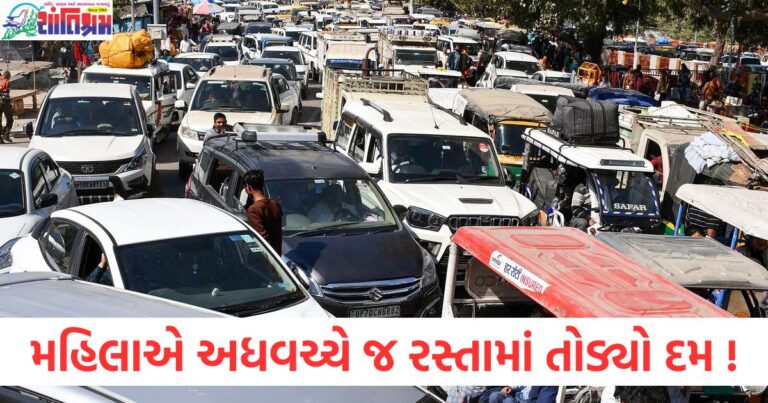 પ્રયાગરાજ ટ્રાફિક જામમાં ફસાઈ ગઈ કાર, મહિલાએ અધવચ્ચે જ રસ્તામાં તોડ્યો દમ !
